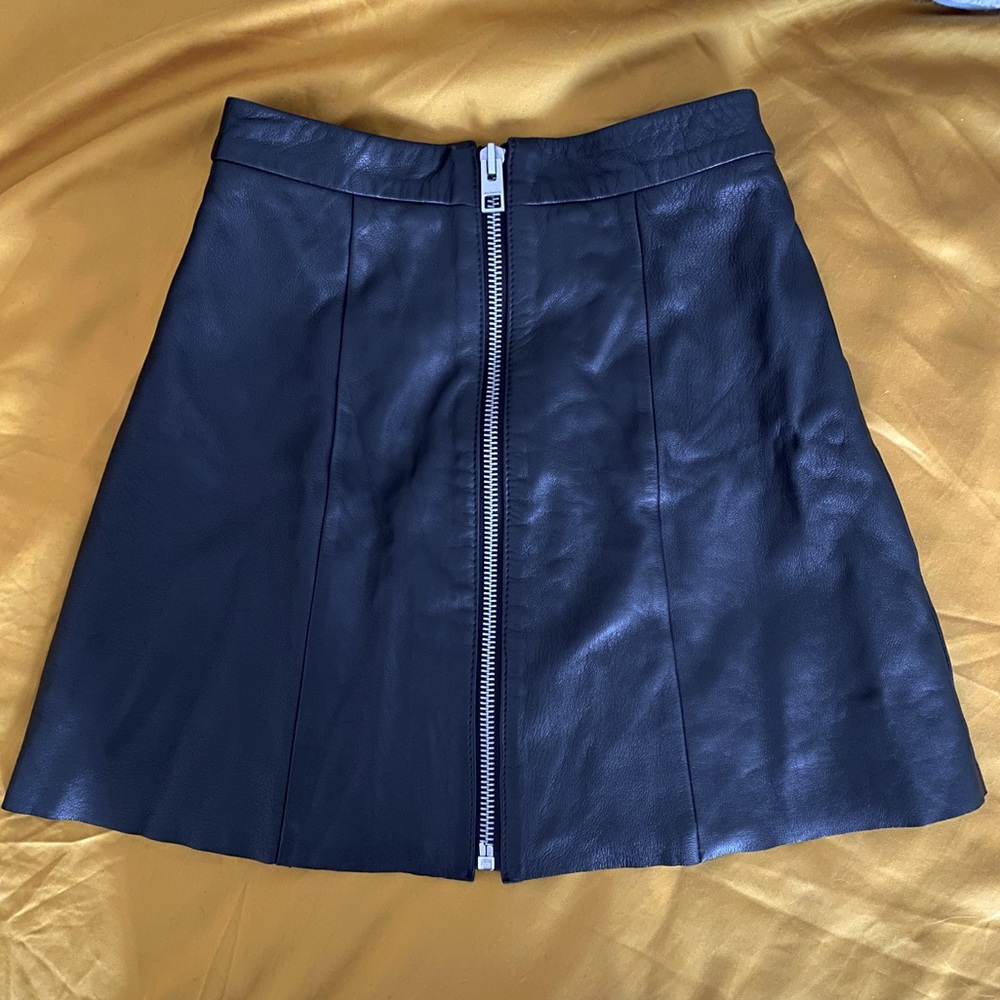 All Saints Black Leather Mini Skirt